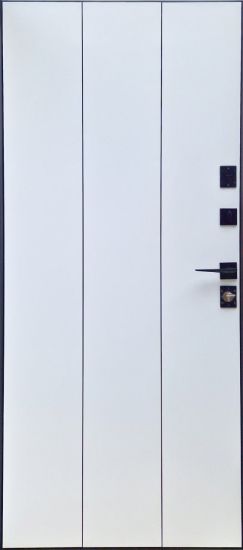 Вхідні двері ФОРТ НОКС  «Крафт  Термо»  Метал Сірий 7024/Метал Білий + вертикальний молдинг